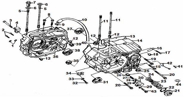 Page 3 of 25 006 X150-035 *R CRANKCASE COVER 1 007 X150-036 O RING 1 008 X150-037 *OIL RULER 1 009 X150-038 *POSITION PIN 1 010 X150-039 *GASKET, R CRANKCASE COVER 1 011 X150-040 O RING 1 012