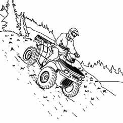 Always follow proper procedures for traveling down hills as described in the owner's manual. See page 69. Always descend a hill with the transmission in forward gear.