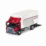 Dumper body. Tail gate can be opened. Size: 67 x 10.5 x 15 cm. Emek. Scale 1:25. 6x4 Highline timber truck with trailer. Timber crane. 4-axle trailer. Size: 77 x 10 x 16 cm. Emek. Scale 1:25. No.