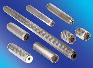 Industrial process cartridges overcome the temperature and compatibility limitations of cellulose or synthetic fiber cartridges by being manufactured of stainless steel using crimping and welding,