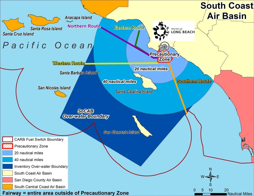 Figure 1.1: OGV and Harbor Vessel Out of Port Geographical Extent There are four primary shipping routes into the Port as designated by Marine Exchange of Southern California (MarEx).