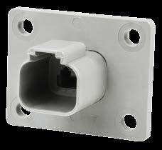 Deutsch - DT Series Flange Mount DT04-2P-L012 Flanged Deutsch DT Series now available in 2 cavity arrangement. Industry proven. Environmentally sealed. Rectangular, thermoplastic housing.