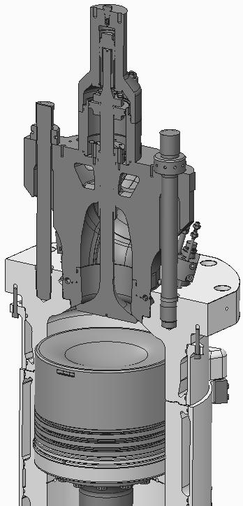 9 Details of combustion chamber Piston - Bore cooling and high top land to reduce the thermal load of the cylinder liner - Prevents fuel oil sulfur from adhering to the cylinder liner wall.