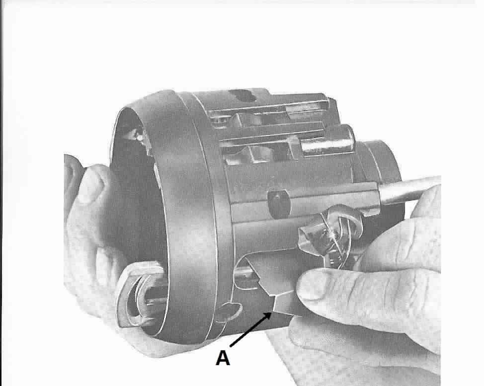 There is a tilt lever shield A and a turn signal lever shield B. The following pictures describe the installation of the two shields that are used in a 69-76 tilt column.