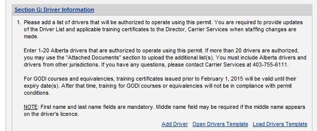 Enter non-alberta driver information and driver licence numbers in the same manner. Continue to add each driver one-by-one using the Add Driver function.