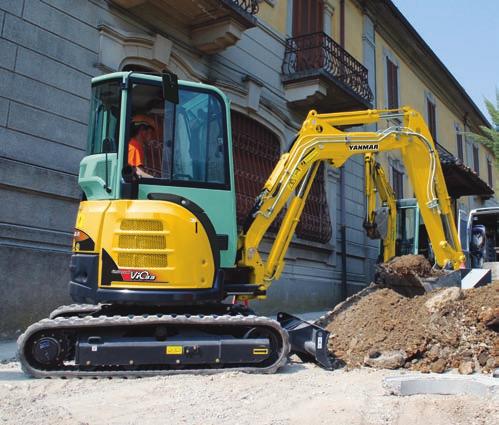 ViO MINI-EXCAVATORS From 3.3 to 5.4 t > Upper frame rotation within track width, no overhang. > Perfect visibility around the machine for increased safety.