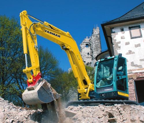 MIDI-EXCAVATORS From 8 to 9.7 t > No overhang for the ViO80-1A and reduced rear swing radius for the SV100-1. > Possible to work in confined spaces.