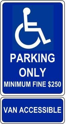 ACCESSIBLE PARKING SIGN INSTALLED AT EACH SPACE PARKING