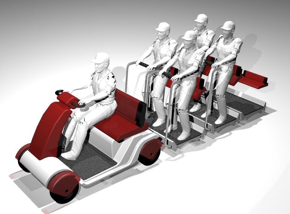 FINAL CONCEPT Introduction of a new posture - half sitting posture for short distance rides Modular design with passenger carrier Providing gripping surfaces for safety
