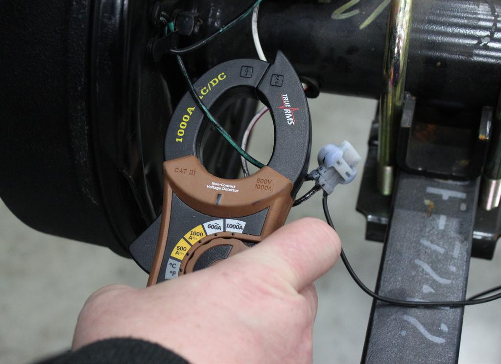 If a resistor is used in the brake system, it MUST be set at zero or bypassed completely to obtain the maximum amperage reading.