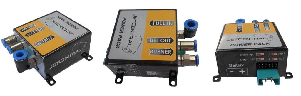 3.1 POWERPACK / ECU Connections: Throttle input to the receiver: JR type servo cable (Throttle RX) Multiplex Battery input S-BUS Multiplex connector Hand Data Terminal / PC interface 6mm Fuel line