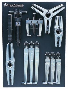 THIN JAW PULLER KITS 9 Mechanical Thin Jaw Gear Puller Set 08650400 supplied in steel case Conta component parts to make 7 separate 2 or 3 leg pullers, as per the table