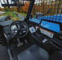 The ergonomic operator station features a comfort-tilt steering wheel, a single-lever joystick control, easy to read gauges and convenient switches.