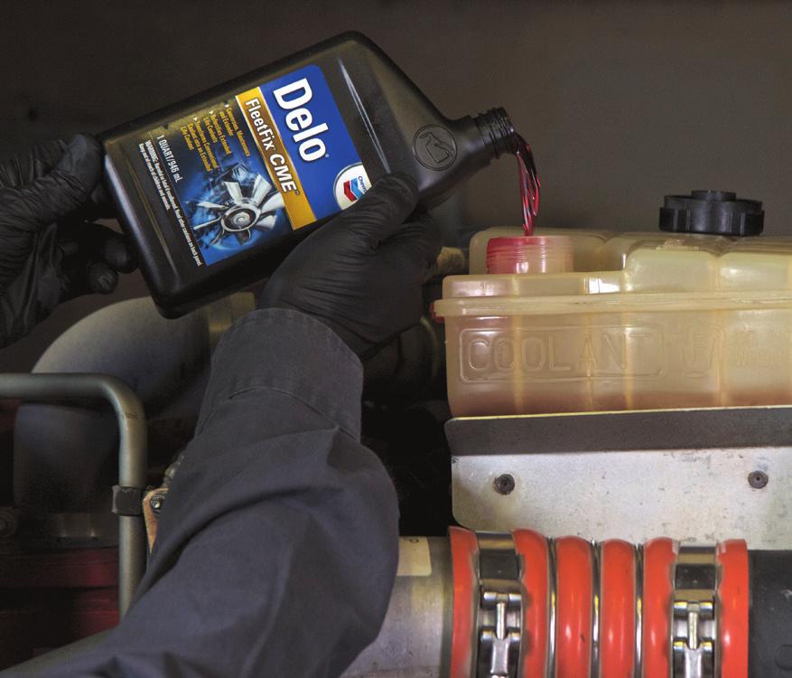 Refill with Delo ELC Antifreeze/Coolant Premixed 50/50. 4. Check coolant system freeze point with a refractometer.