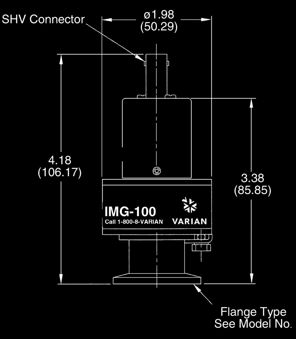 IMG-100 Inverted Magnetron High Vacuum Gauge Transducers Cold Cathode Outline Drawing inches (mm) Varian introduces the IMG-100, an accurate, repeatable high vacuum gauge intended for use in dirty or