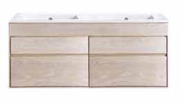 DRAWERS AND DOUBLE CERAMIC BASIN WITH 2 TAPHOLES W47 1/4" x D18
