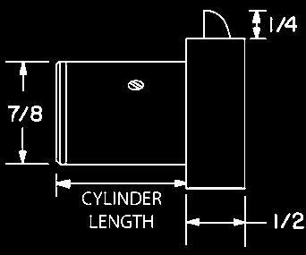 cast Cylinder: Solid brass, pin tumbler Cylinder length: 15/16"