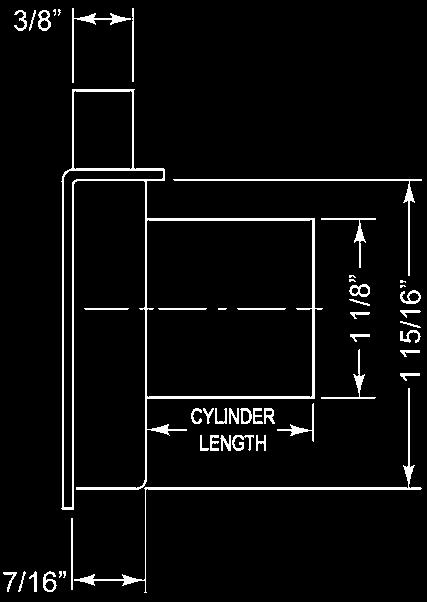 11 Grade 1 performance requirements Material: Zinc die cast cylinder housing, steel back plate and steel case Cylinder length: 1-1/16" or 1-3/8" Barrel