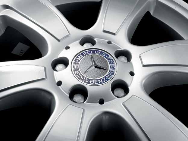 Contemporary design with recessed areas and raised edges. With distinctive Mercedes star logo.