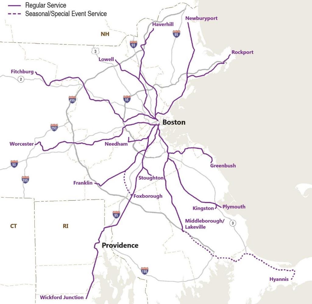 Introduction Commuter Rail at a Glance 14 Commuter Rail Routes 388 Route Miles 138 Stations 129,075 Weekday Boardings 3 Maintenance Facilities 14 Layover/Storage