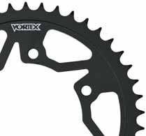 VORTEX SPROCKETS VORTEX STEEL REAR SPROCKETS Manufactured from carbon steel and are electro-plated satin black to resist corrosion Hardened teeth ensure that the sprocket will hold up to many miles