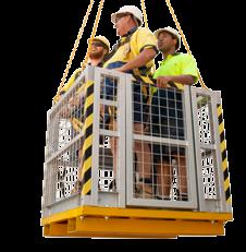 Personnel cages are supplied with chains, safety harness and anchor points.