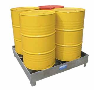 Close spacing support bars allow for large or small drums up to 2000kg SWL to be placed on the spill bin.