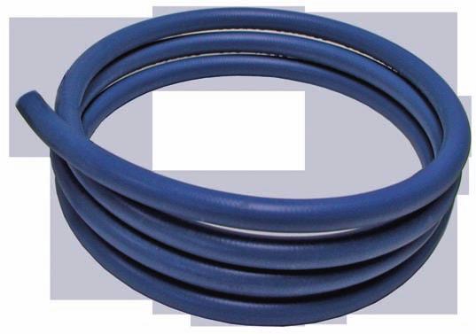Cushioned grip increases hose life supporting cushion of compressed rubber between gripping threads on fitting reduces wire movement, minimizing stress. High-tensile steel wire braid.