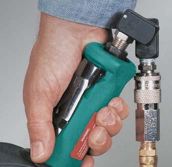 The Dynaswivel is a patented universal-joint that connects portable air tools to an air line.