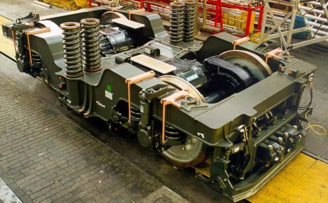 5.1.2. Okretno postolje lokomotive Siemens ES64U4 Okretno postolje, prikazano na slici 5.3. izvedeno je za korištenje na visokoučinkovitim električnim lokomotivama.