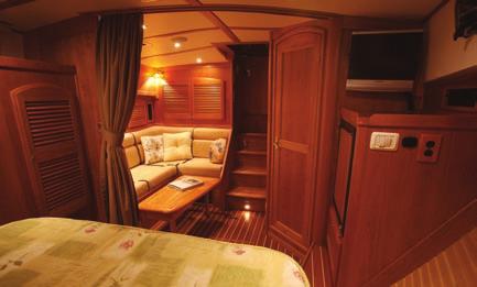 Her elevated helm deck offers clear sight lines from the Stidd helm chair and the elevated L-settee to port provides ample views for her crew and guests.