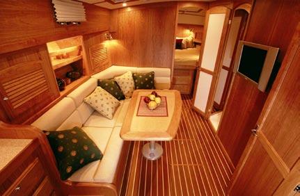 Below decks her hand-crafted cherry interior adds to the sense of luxury, evident throughout. The master stateroom berth is low and wide, making it both comfortable and easy to access.