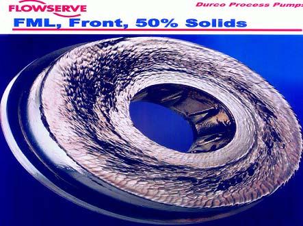 FML SealSentry Chambers Flowserve Test of FML Design 50% Titanium Dioxide Slurry Heavy Erosion on Cover Surface Flow Modifiers remain intact Mode