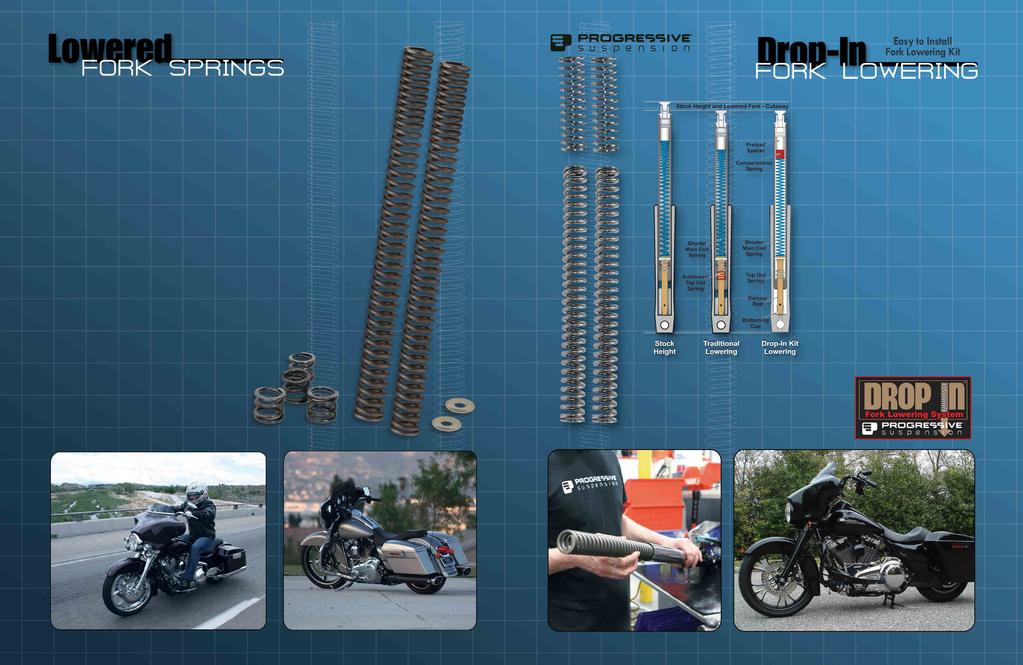 BAGGER SUSPENSION *Progressive Rate *Kit includes 1 Lower and 2 Lower Components *High quality chrome silicon wire *Simple DROP-IN TM installation!