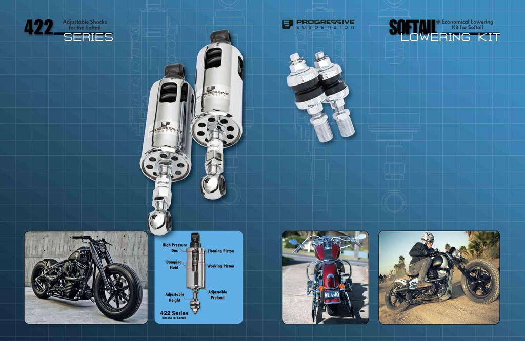 SOFTAIL SUSPENSION *Chrome plated *2 inches of ride height adjustment *Preload adjustable *High pressure gas charged monotube for consistent damping performance SOFTAIL SUSPENSION *Now available in