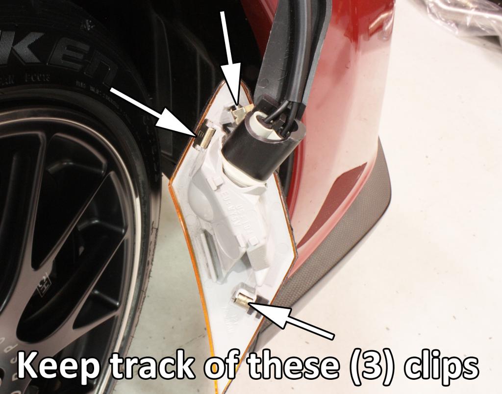 NOTE: During removal of side markers, there are small clips that can become dislodged.