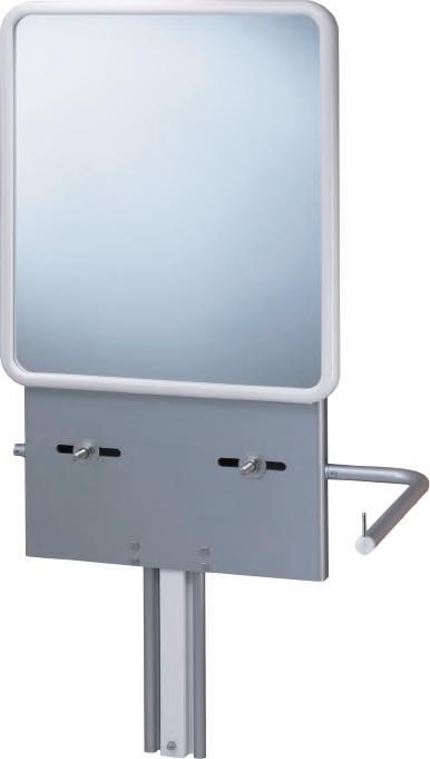 .WASHBASIN SUPPORT Adjustable height Adjustable washbasin support. Adjustable height with a system of gas jack, up to 270 mm. Supplied with mirror 560 x 680 mm. White frame.