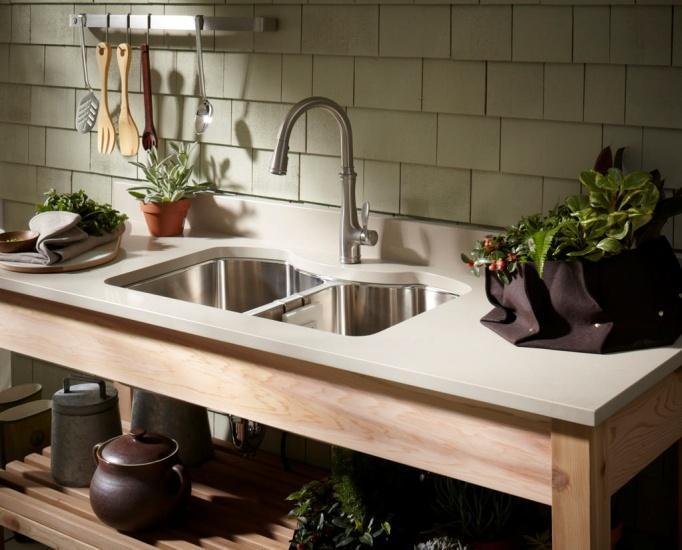 Octave Under-Mount Double-Equal Kitchen Sink Product Intent: Offer a new sink family with unique bowl shapes, in both top-mount and undermount versions.