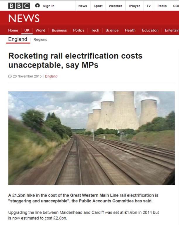Electrification Issues It s increasingly expensive & can t be justified for rural lines UK faces challenges in relation to national electricity supply: we almost ran out of electricity last November