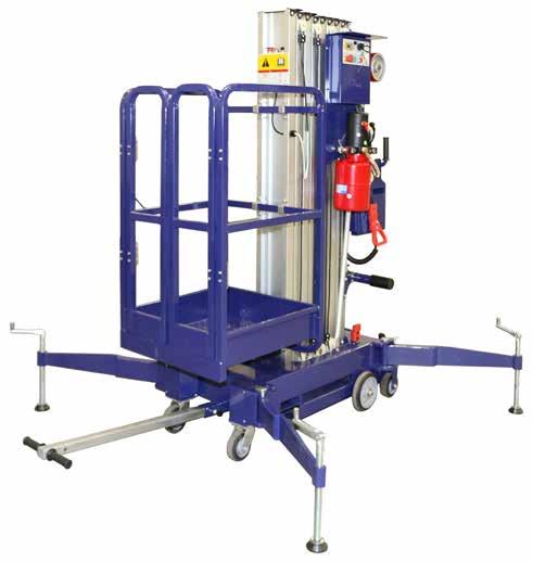 MOBILE VERTICAL SINGLE PERSON LIFT Manually propelled maintenance lift Working heights to 35 Compact design for easy storage 29x56