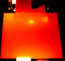 50% of rated current was passed through the test specimen. The interface was observed using an infrared camera. Note the hot spots at the Aluminum to Copper interface.