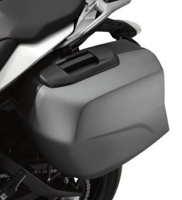 Each pannier offers a capacity of 31 liters and can carry a 122 lb load. There is plenty of space for a helmet on either side, and the design makes loading and unloading even easier.