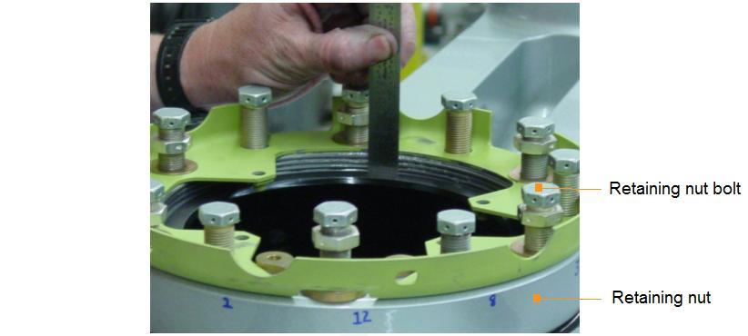 Torque procedure: The pressure plate bolts and retaining nut bolts are numbered on both the top and bottom of the main rotor head.