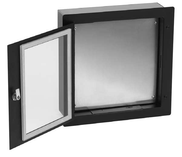 This is a flush- or surface-mount cover accessory that fits a standard Type 1 pull box. Features Hinged door with 3/16-in.
