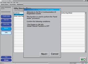 button. Fig. 10-10 t. u. Select Utility. Select ECU Communication ID Registration. v. Click.