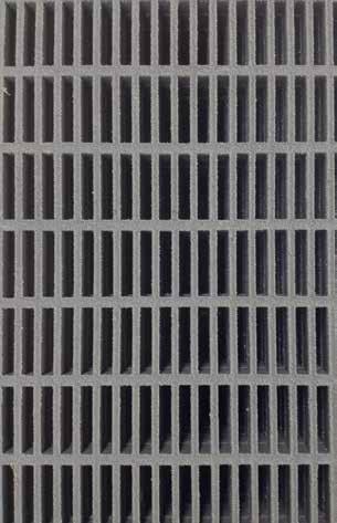 Slotted FRP Grating 25mm x 100mm x mm thick Thickness - mm Mesh size - 100 x 25mm Panel Size - 1217 x 3660mm Weight - 22.