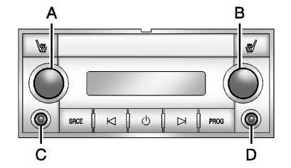 7-48 Infotainment System A. Left side volume control. Turn to increase or decrease the volume of the left headphones. B. Right side volume control.
