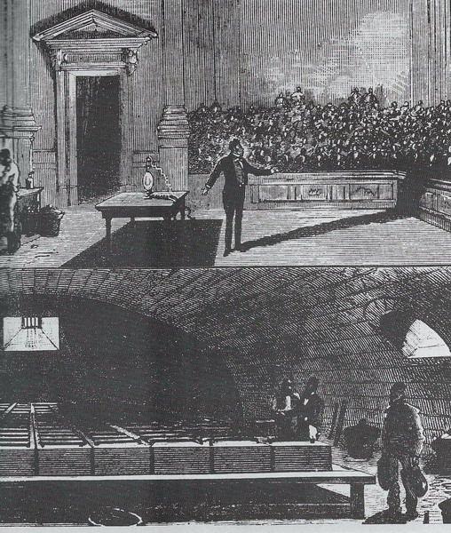 DEVELOPMENT OF THE ARC LAMP Humphry Davy s demonstration of the electric arc light using a battery of voltaic cells in the cellar below With a massive battery of 2000 voltaic