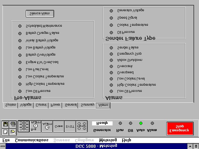 Figure 7-19. Metering - Alarms Screen Top Portion Of The Screen This area of the screen contains icon buttons for New File, File Open, Save File, Print File and a button for each screen.
