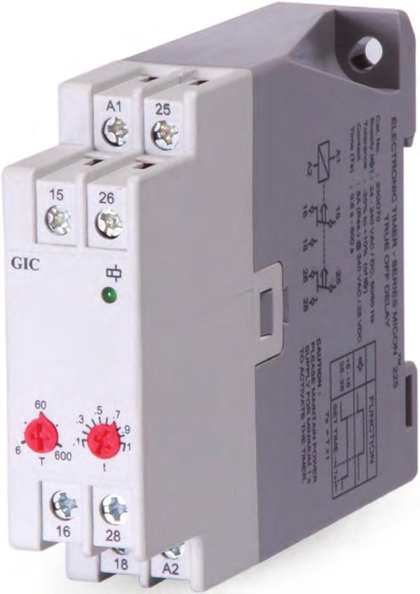 Electronic imer - eries Micon 225 rue OFF Delay (Power OFF Delay) upto 600 seconds with 2 C/O.